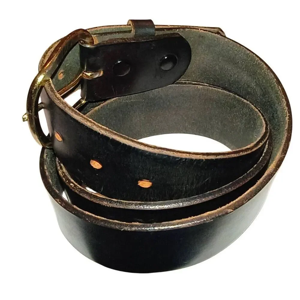 Levi's Black belt Oil harness leather USA #2255 Size 38 Casual gold tone hardwar
